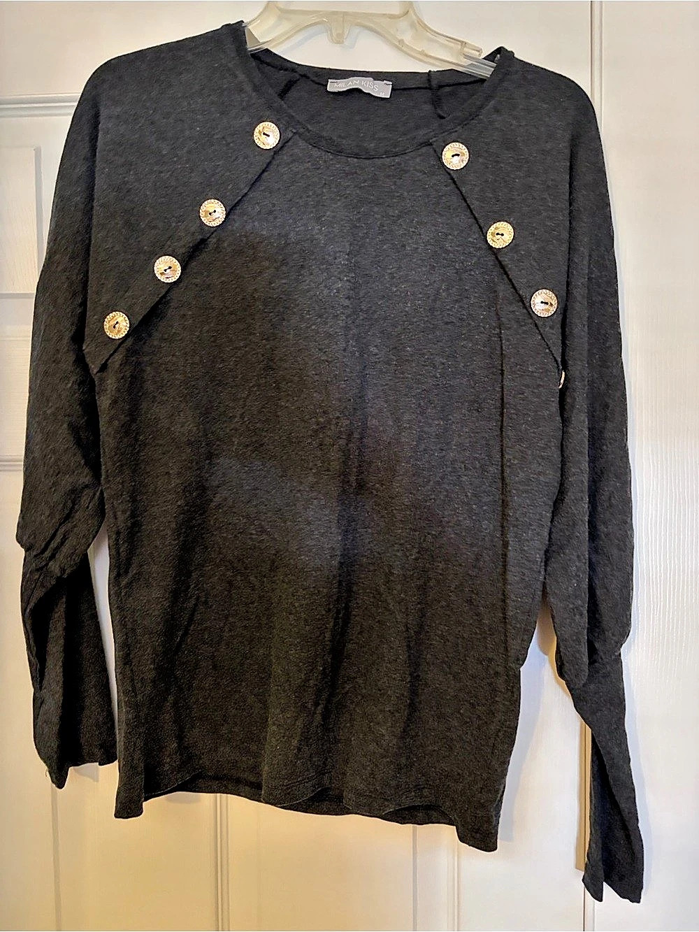 Milan Kiss Long Sleeve Top in Black Like New